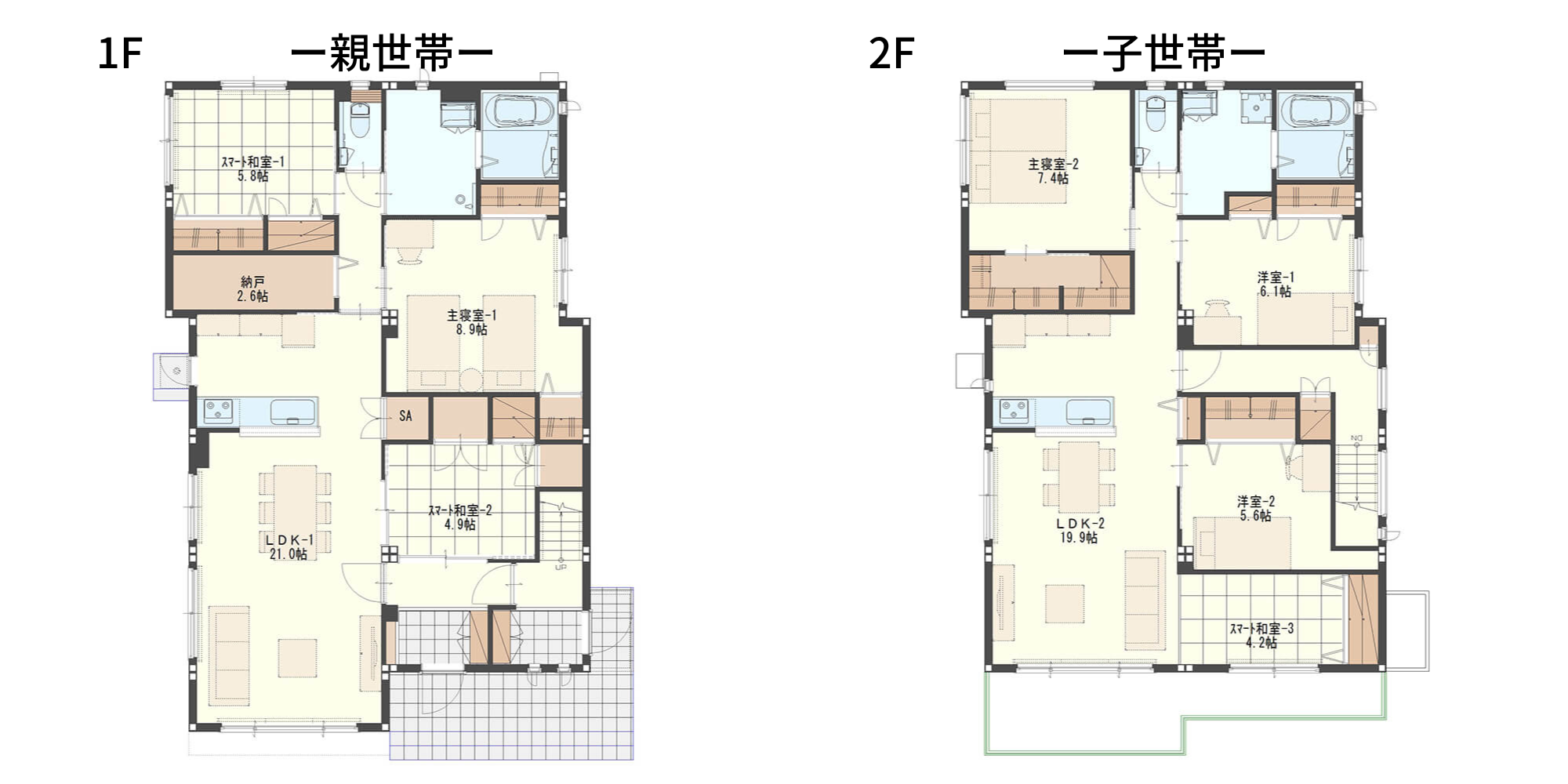 【間取り図あり】郊外や都市部以外の二世帯住宅で必要な延べ床面積