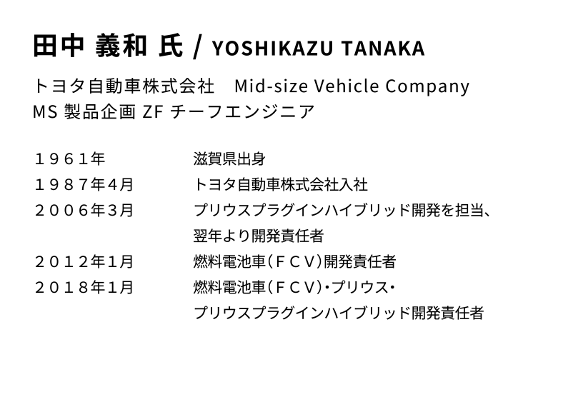 田中 義和 氏 / YOSHIKAZU TANAKA トヨタ自動車株式会社　Mid-size Vehicle Company MS 製品企画 ZF チーフエンジニア